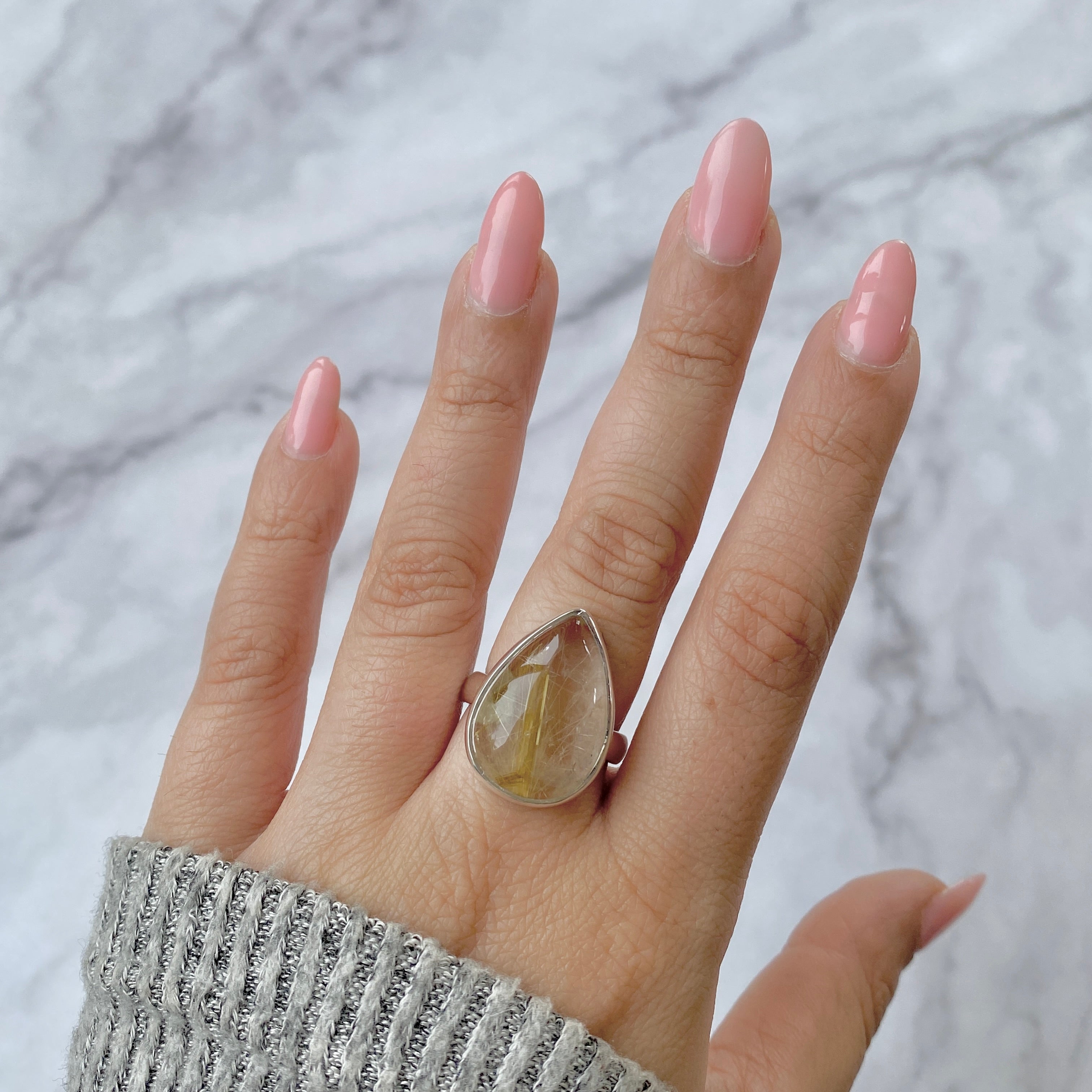 Golden Rutile Adjustable Ring-(GDR-R-10.)